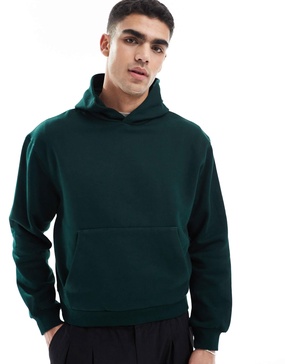 ASOS DESIGN premium heavyweight boxy oversized hoodie 400gsm in dark green