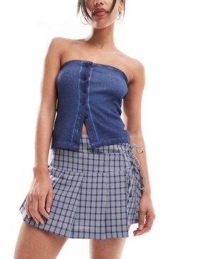 COLLUSION wrap mini kilt in blue plaid