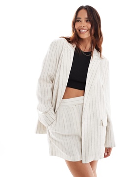 ASOS DESIGN relaxed linen blend blazer in stripe