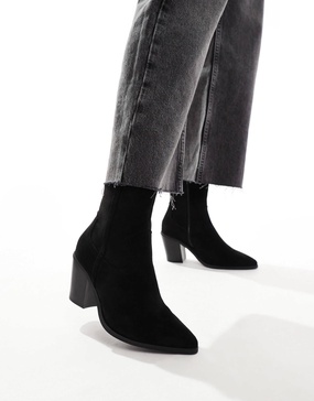 ASOS DESIGN Rational heeled western boots in black