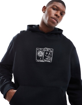 ASOS DESIGN oversized hoodie with front embroidery in black