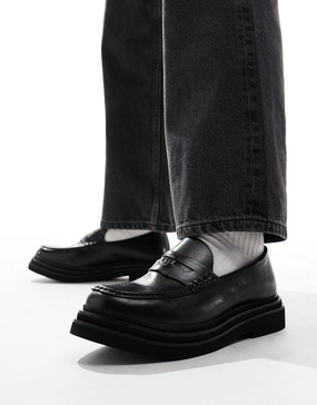 Walk London Brooklyn Penny loafers in black leather