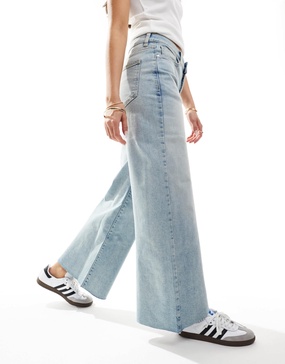 Mango wide leg jeans in light blue