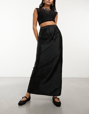 COLLUSION sporty maxi skirt with fishtail detail in black