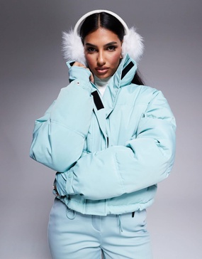 ASOS 4505 Ski boxy fit puffer ski jacket in turquoise