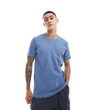 Brave Soul waffle knit T-shirt in coronet blue