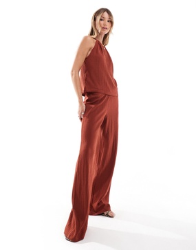 Mango textured straight leg pants in red - part of a set