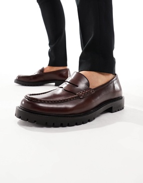 Walk London Campus loafers in brown leather