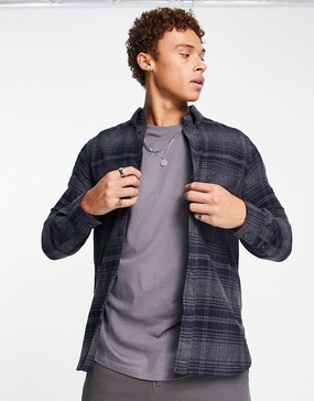 French Connection long sleeve check flannel shirt in blue