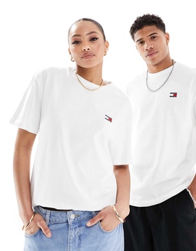 Tommy Jeans Unisex regular badge logo t-shirt in white