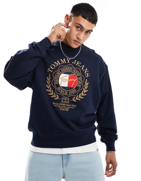 Tommy Jeans explorer luxe logo sweatshirt in navy