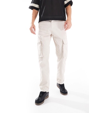 French Connection cotton twill cargo pants in stone