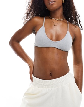 Cotton On seamless padded triangle bra top in gray heather