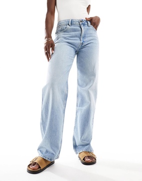 Mango straight leg jeans in light bleach wash