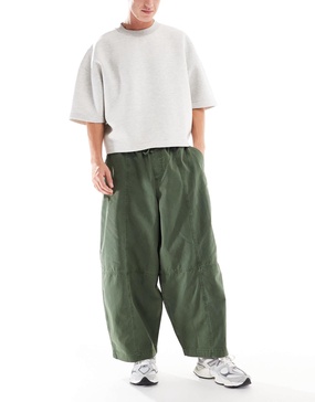 ASOS DESIGN wide balloon fit pants in dark green