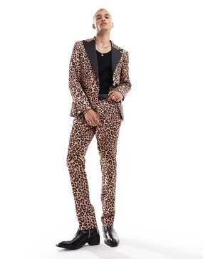 Twisted Tailor slim suit pants in leopard print - part of a set