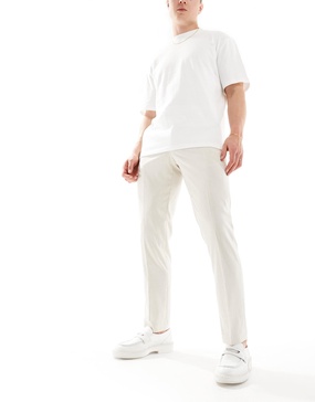 French Connection suit pants in beige and white stripe