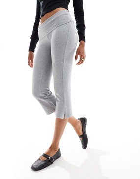 Cotton On fold over bella capri pants in heather gray