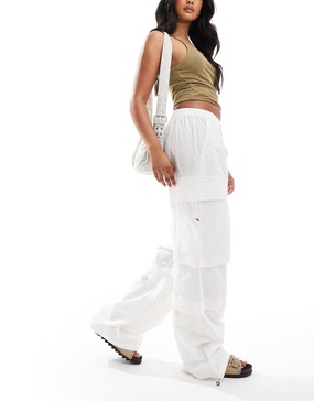 AllSaints Barbara cargo parachute pants in white