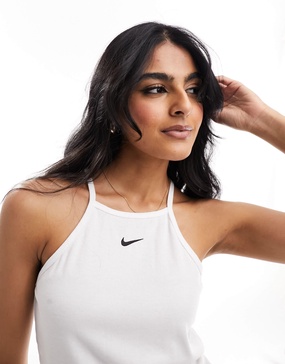 Nike Essential ribbed top in white