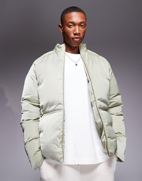 ASOS DESIGN oversized utility puffer jacket in khaki