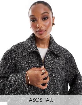 ASOS DESIGN Tall top collar harrington jacket in texture