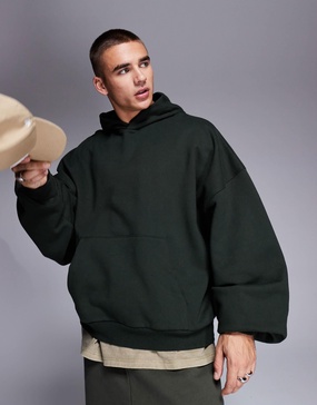 ASOS DESIGN premium heavyweight extreme oversized hoodie 400gsm in dark green