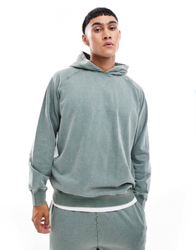 ASOS DESIGN oversized hoodie with raglan sleeve in washed green