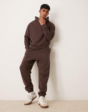 ASOS DESIGN essential oversized sweatpants in brown