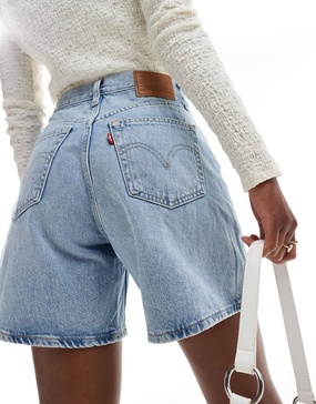 Levi's high waist baggy denim shorts in light blue