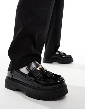 ASOS DESIGN chunky loafers in black with tassel