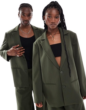 COLLUSION unisex oversized blazer in olive - part of a set