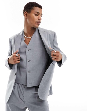 ASOS DESIGN slim suit jacket in gray