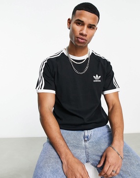 adidas Originals adicolor 3 stripe t-shirt in black