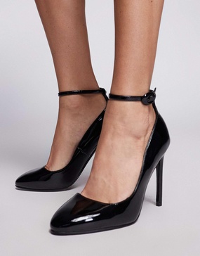 ASOS DESIGN Priscilla round toe pumps in black patent