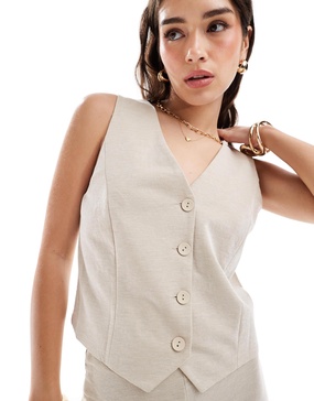 Mango button front vest in beige - part of a set