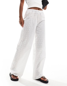 Cotton On relaxed pants in white eyelet