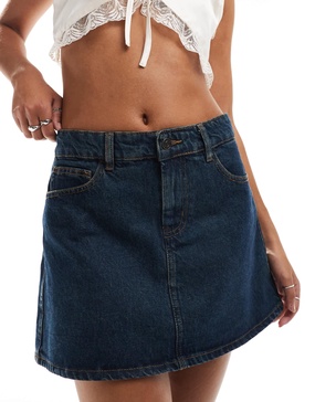 Motel denim a-line mini skirt in indigo