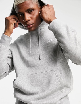 Nike Club Fleece hoodie in gray heather