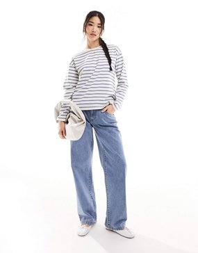 Mango stripe sweatshirt in blue