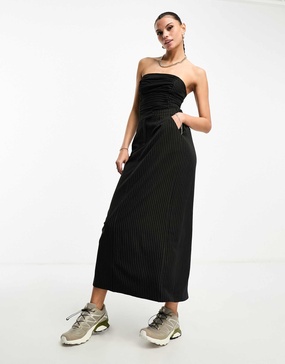 COLLUSION tailored split back maxi skirt in black pinstripe - part of a set