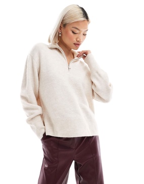 French Connection half zip knit sweater in oatmeal