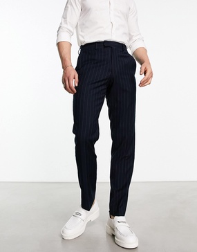 French Connection pinstripe smart pants in navy