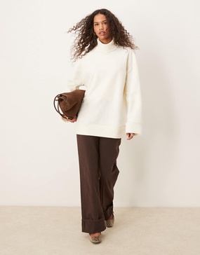 ASOS DESIGN supersoft long line turtleneck in winter white - part of a set