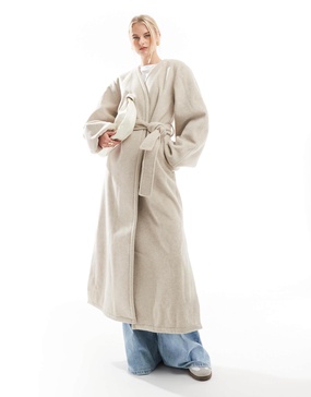 ASOS DESIGN Tall lightweight longline formal coat in oatmeal