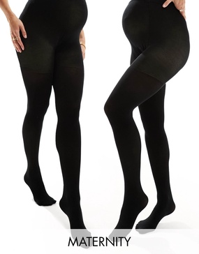 Mamalicious Maternity 2 pack 20 denier tights in black