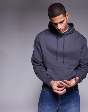 ASOS DESIGN essential oversized hoodie in charcoal