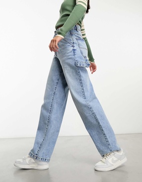 Cotton On relaxed wide leg jeans in light wash denim