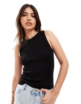 Mango high neck tank top in black