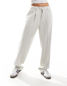 Cotton On relaxed pleated smart pants in washed stone